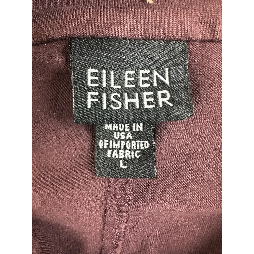 Eileen Fisher Jacket Sweater Large Maroon Supima Cotton Full Zip Made In The USA